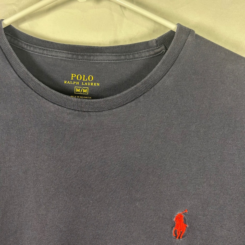 Polo Ralph Lauren T-Shirt Men M Navy Blue Red Pony Logo Crewneck Short Sleeve - Picture 4 of 6